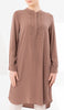 Robe tunique midi modeste brodée Tazeen - Moka 