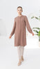Robe tunique midi modeste brodée Tazeen - Moka 