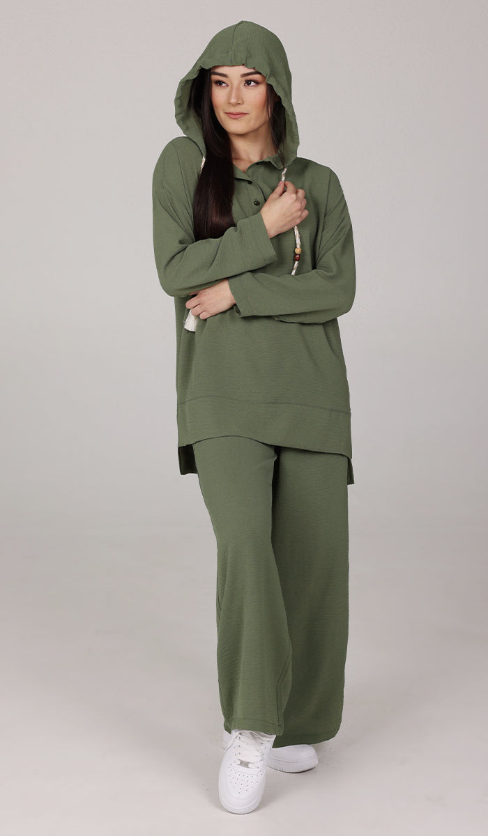 Tina Hoodie Shirt - Olive - FINAL SALE