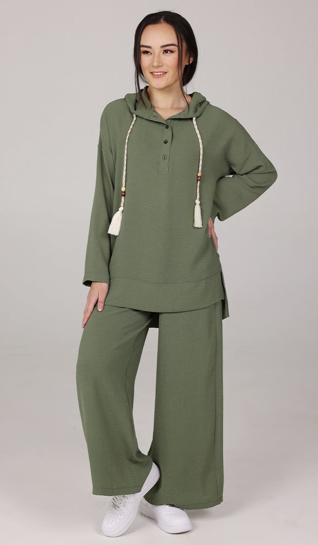 Tina Hoodie Shirt - Olive