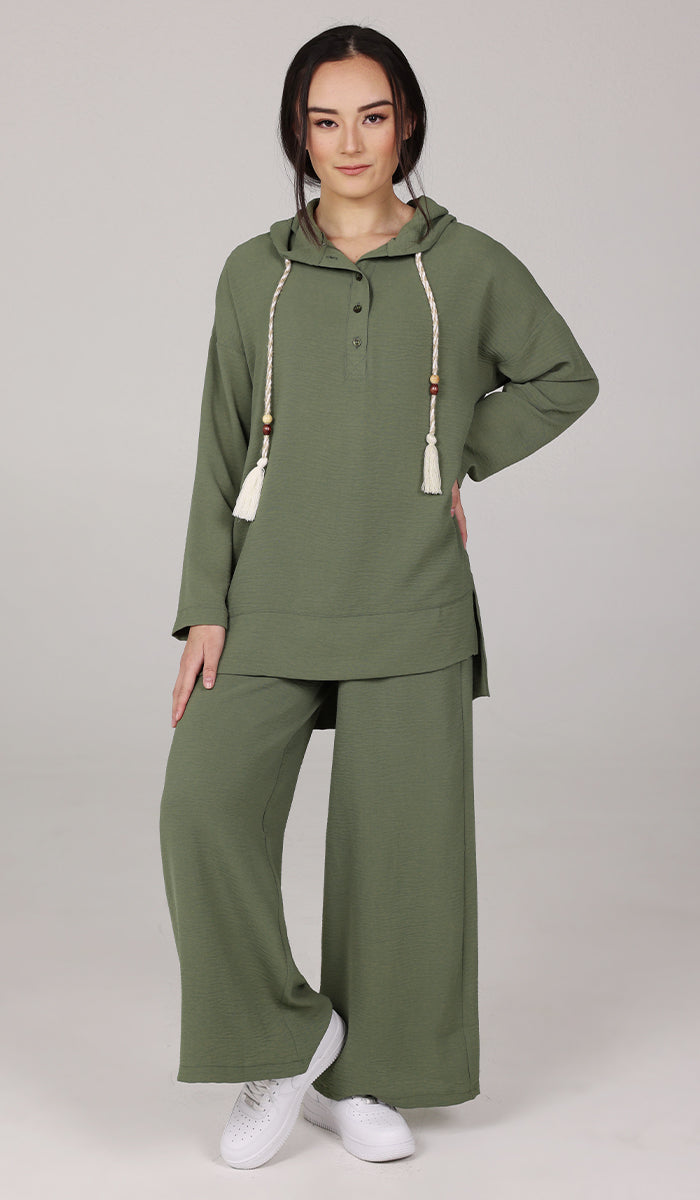 Tina Hoodie Shirt - Olive - FINAL SALE