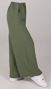 Tina Loose Stretch Wide Leg Pants - Olive