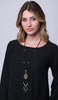 Turkish Artisan Small Jeweled Khamsa Tassel Necklace - Black