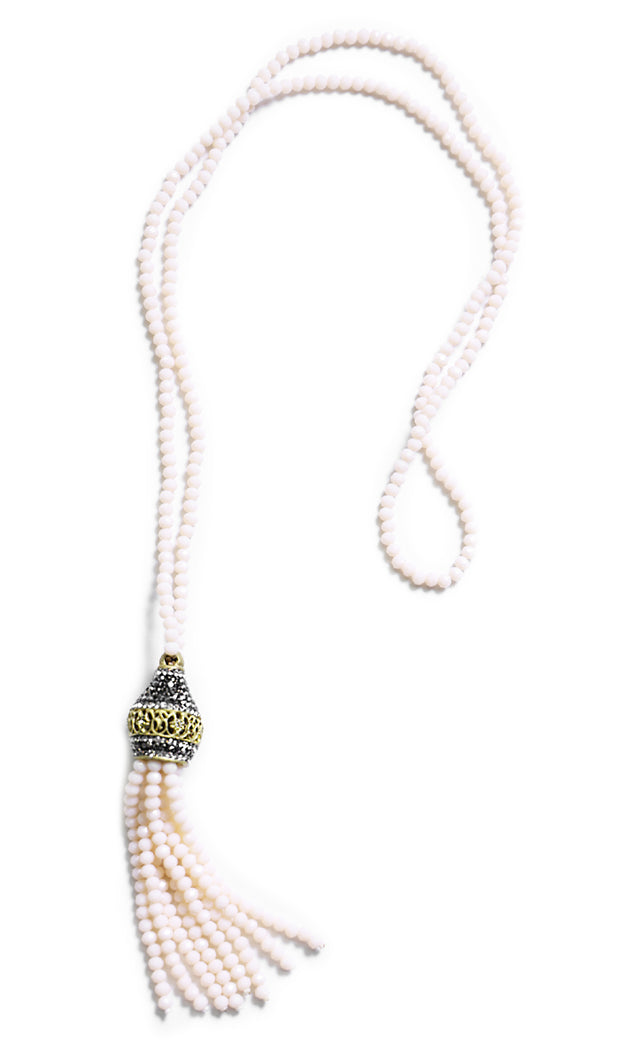 Turkish Artisan Teardrop Tassel Necklace - Blush