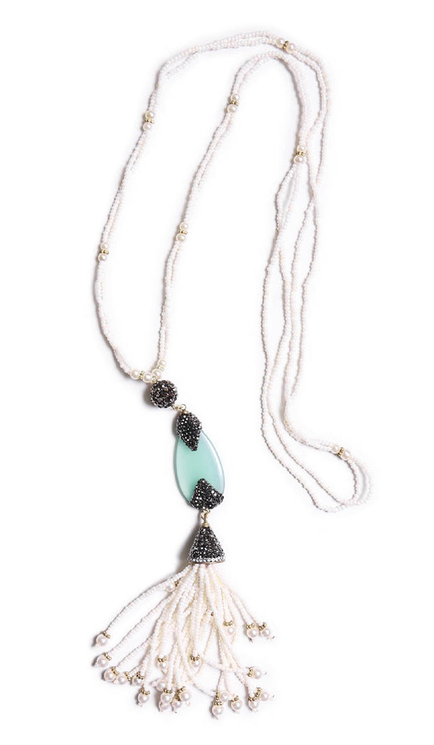 Turkish Artisan Tassel Necklace - Aqua