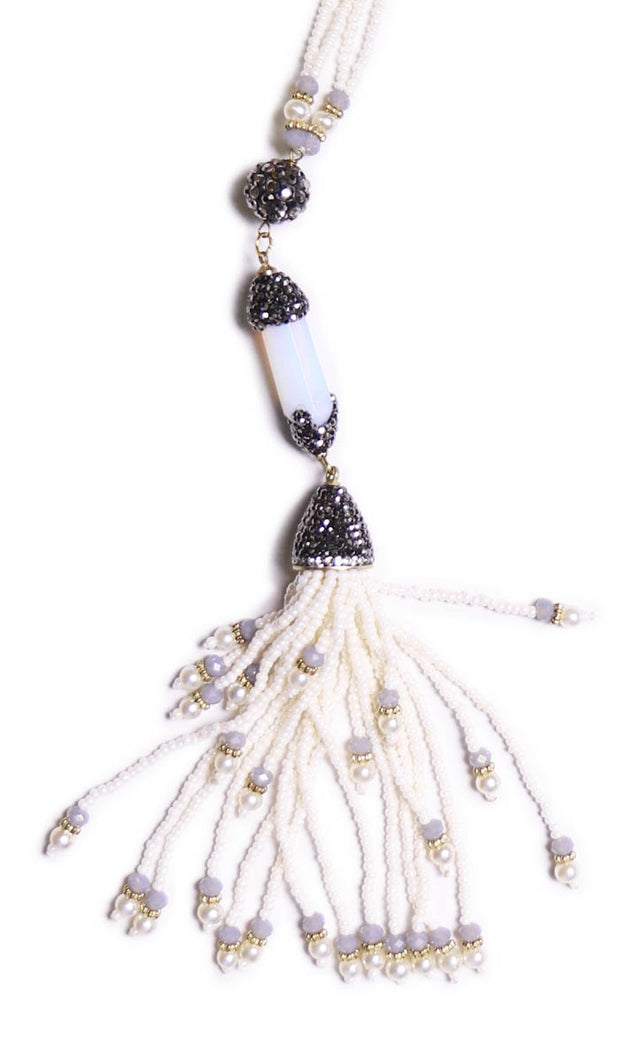 Turkish Artisan Tassel Necklace - Moonstone - FINAL SALE