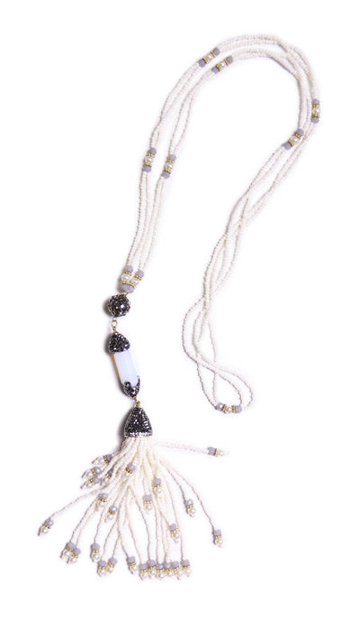 Turkish Artisan Tassel Necklace - Moonstone - FINAL SALE