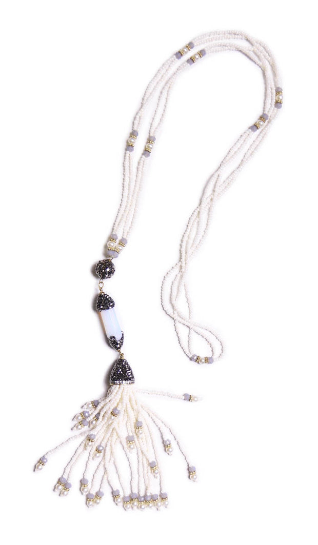 Turkish Artisan Tassel Necklace - Moonstone - FINAL SALE