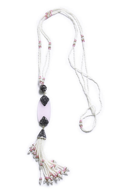 Turkish Artisan Tassel Necklace - Rose