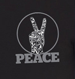 Unisex Zip-Front Peace V Sign Hoodie  - Black - ARTIZARA.COM
