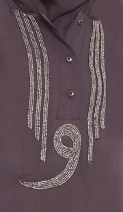 Wow Hand Beaded Formal Long Tunic - Granite - ARTIZARA.COM