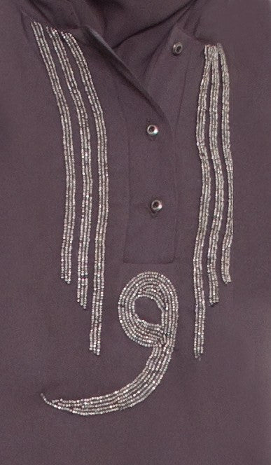 Wow Hand Beaded Formal Long Tunic - Granite - ARTIZARA.COM