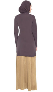 Wow Hand Beaded Formal Long Tunic - Granite - ARTIZARA.COM