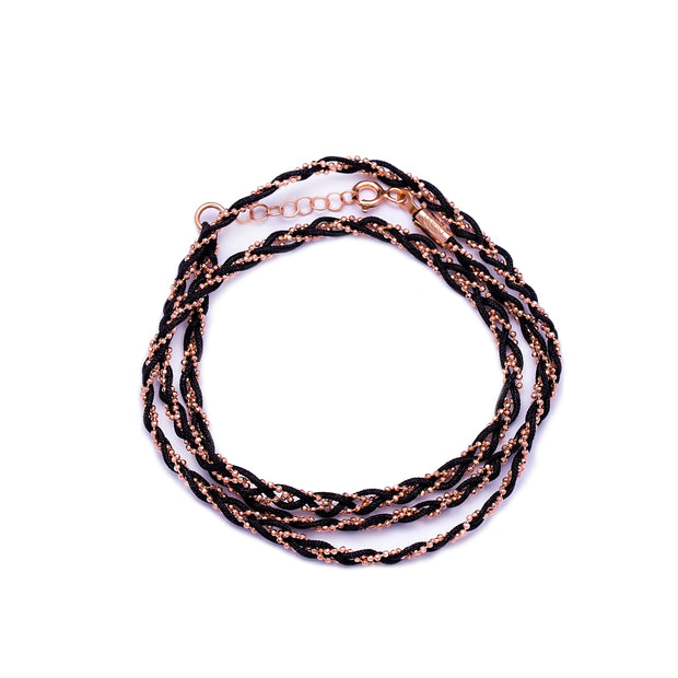 Collier/bracelet/bracelet tressé en argent sterling plaqué or rose Yusra