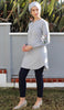 Zafira Embroidered Mostly Cotton Modest Tunic - Pewter