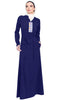 Adina Embroidered Long Maxi Dress Abaya - Navy - ARTIZARA.COM