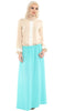 Izzah Gathered Long Maxi Skirt- Aqua - ARTIZARA.COM