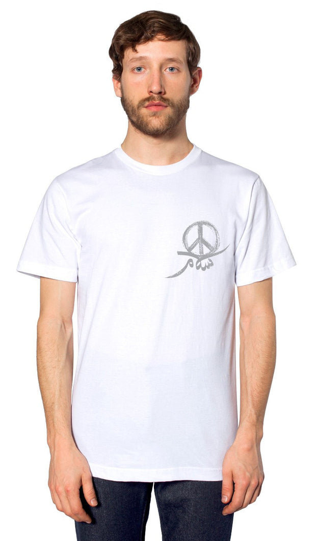 Mens Peace Short Sleeve Designer Tee - White - ARTIZARA.COM