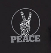 Mens Peace V Sign Short Sleeve Designer Tee - Black - ARTIZARA.COM