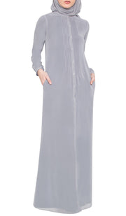 Asifa Navy / Gray 2 in 1 Reversible Abaya with wrap Hijab - ARTIZARA.COM