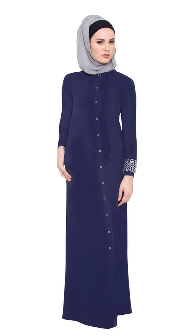 Asifa Navy / Gray 2 in 1 Reversible Abaya with wrap Hijab - ARTIZARA.COM