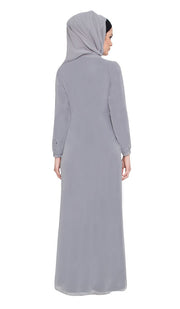 Asifa Navy / Gray 2 in 1 Reversible Abaya with wrap Hijab - ARTIZARA.COM