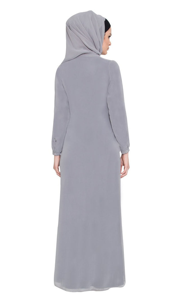 Asifa Navy / Gray 2 in 1 Reversible Abaya with wrap Hijab - ARTIZARA.COM