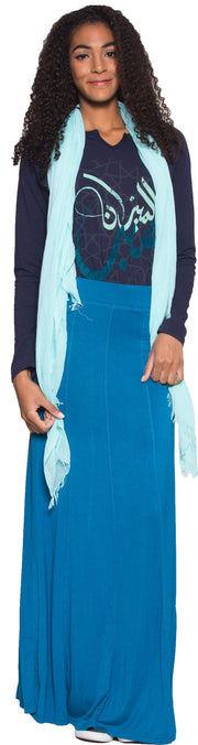 Marie Stretch Flared Maxi Skirt - Blue - ARTIZARA.COM