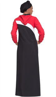 Celia Hooded Long Sport Maxi - Black/Red - ARTIZARA.COM