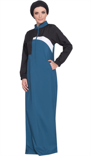 Elian Long Sport Maxi Dress - Blue/Black - ARTIZARA.COM