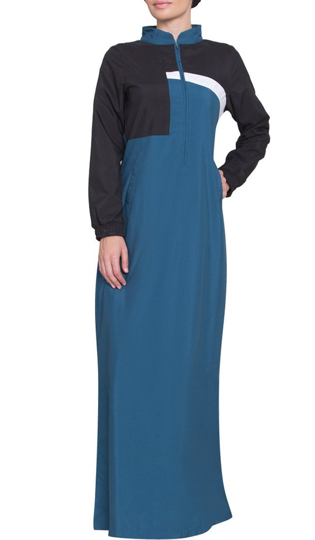 Elian Long Sport Maxi Dress - Blue/Black - ARTIZARA.COM