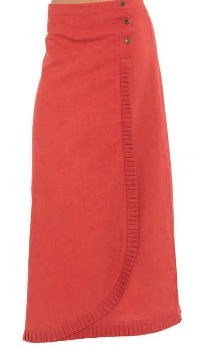 Elisa Ruffle Edge Long Maxi Skirt - Rust - ARTIZARA.COM