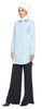 Geneve Fine Cotton Buttondown Modest Shirt - Sky - ARTIZARA.COM