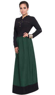 Bella Pleated Formal Long Maxi Skirt - Green - ARTIZARA.COM