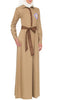 Imara Hand Embroidered Long Maxi Dress Abaya - Khaki - ARTIZARA.COM