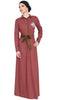 Imara Palestinian Embroidered Long Maxi Dress - Marsala - ARTIZARA.COM