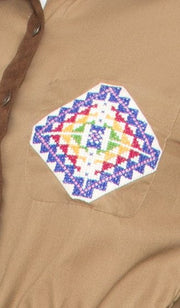 Imara Hand Embroidered Long Maxi Dress Abaya - Khaki - ARTIZARA.COM