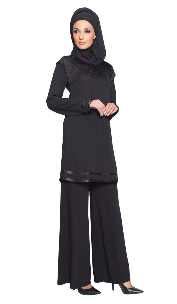 Jenice Formal Long Tunic Dress - Black - ARTIZARA.COM