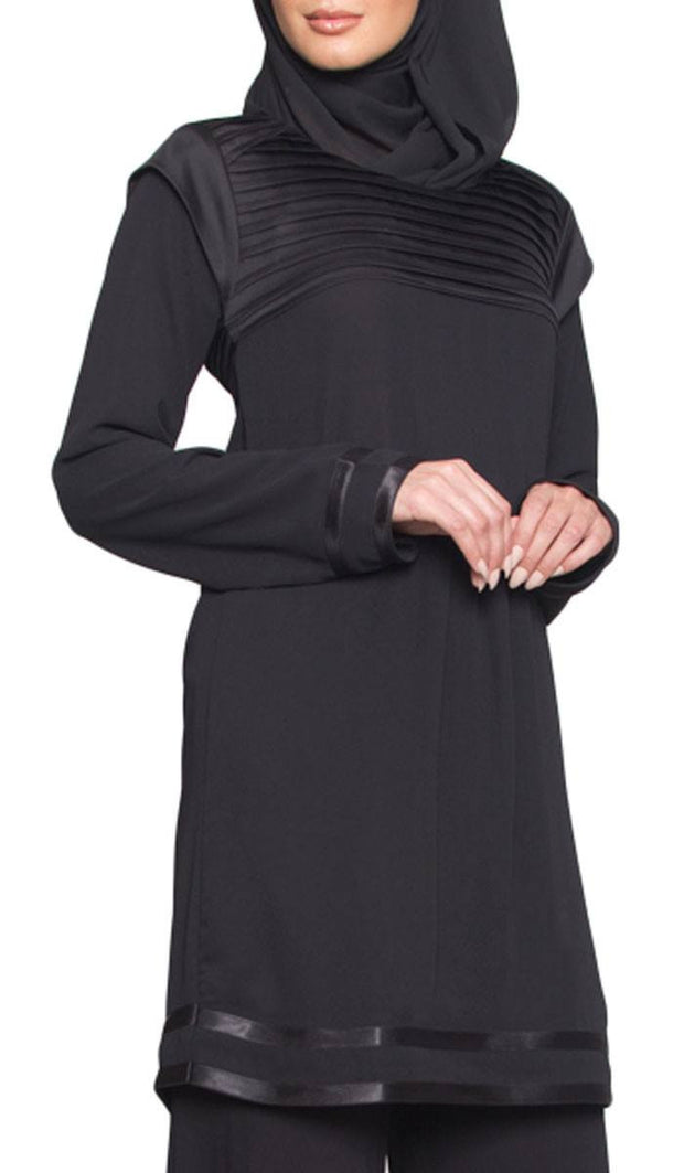 Jenice Formal Long Tunic Dress - Black - ARTIZARA.COM