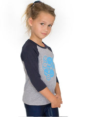 Kid's Smiley Designer Islamic Raglan Tee-USA KIDS 2 YEARS (24 in./61 cm.)Garment Chest-Navy/Gray Combo