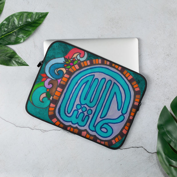 Mashallah (Praise) Floral Arabic Calligraphy Laptop Case