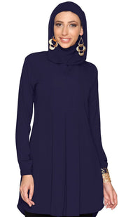 Robe tunique longue modeste Leah - Marine foncé - Vente finale