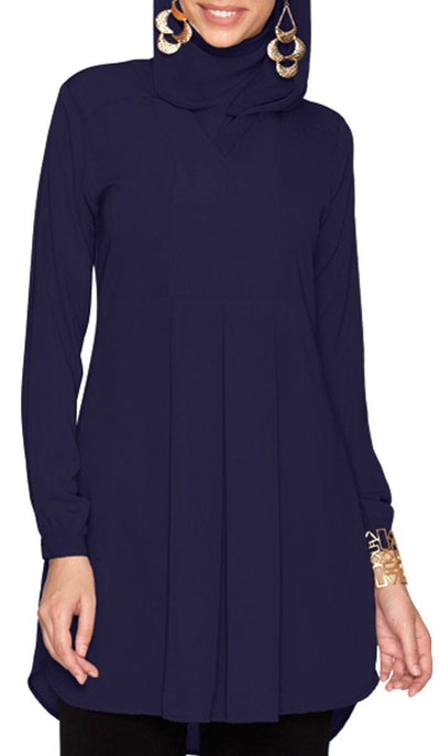 Leah Long Modest Tunic Dress - Dark Navy - FINAL SALE