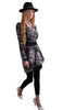 Fatima Chiffon Long Modest Muslim Tunic Dress - Black & White - ARTIZARA.COM