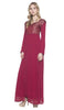 Marcella Long Sleeve Modest Muslim Formal Evening Dress - Maroon - ARTIZARA.COM