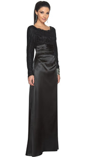 Maria Long Sleeve Silk Modest Muslim Formal Evening Dress - Black - ARTIZARA.COM