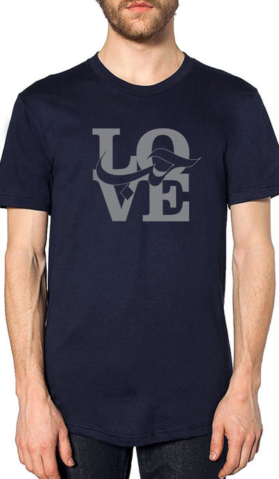 Mens Love Short Sleeve Designer Tee - Navy - ARTIZARA.COM