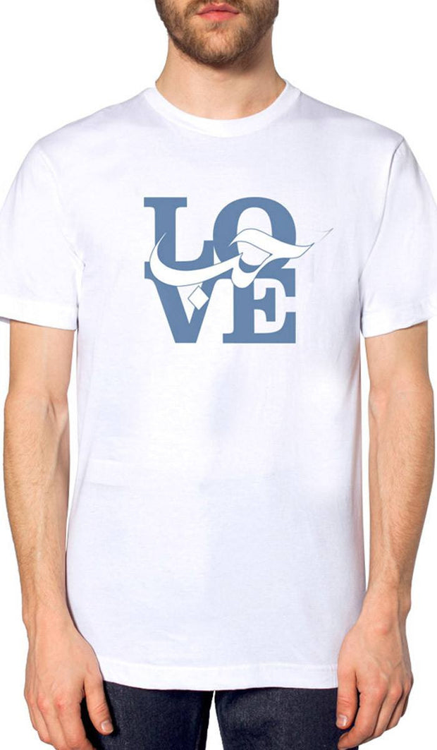 Mens Love Short Sleeve Designer Tee - White - ARTIZARA.COM