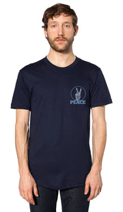 Mens Peace V Sign Short Sleeve Designer Tee - Navy - ARTIZARA.COM