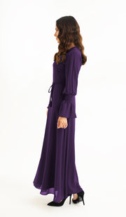 Robe longue longue en mousseline Merve Modest - Orchidée